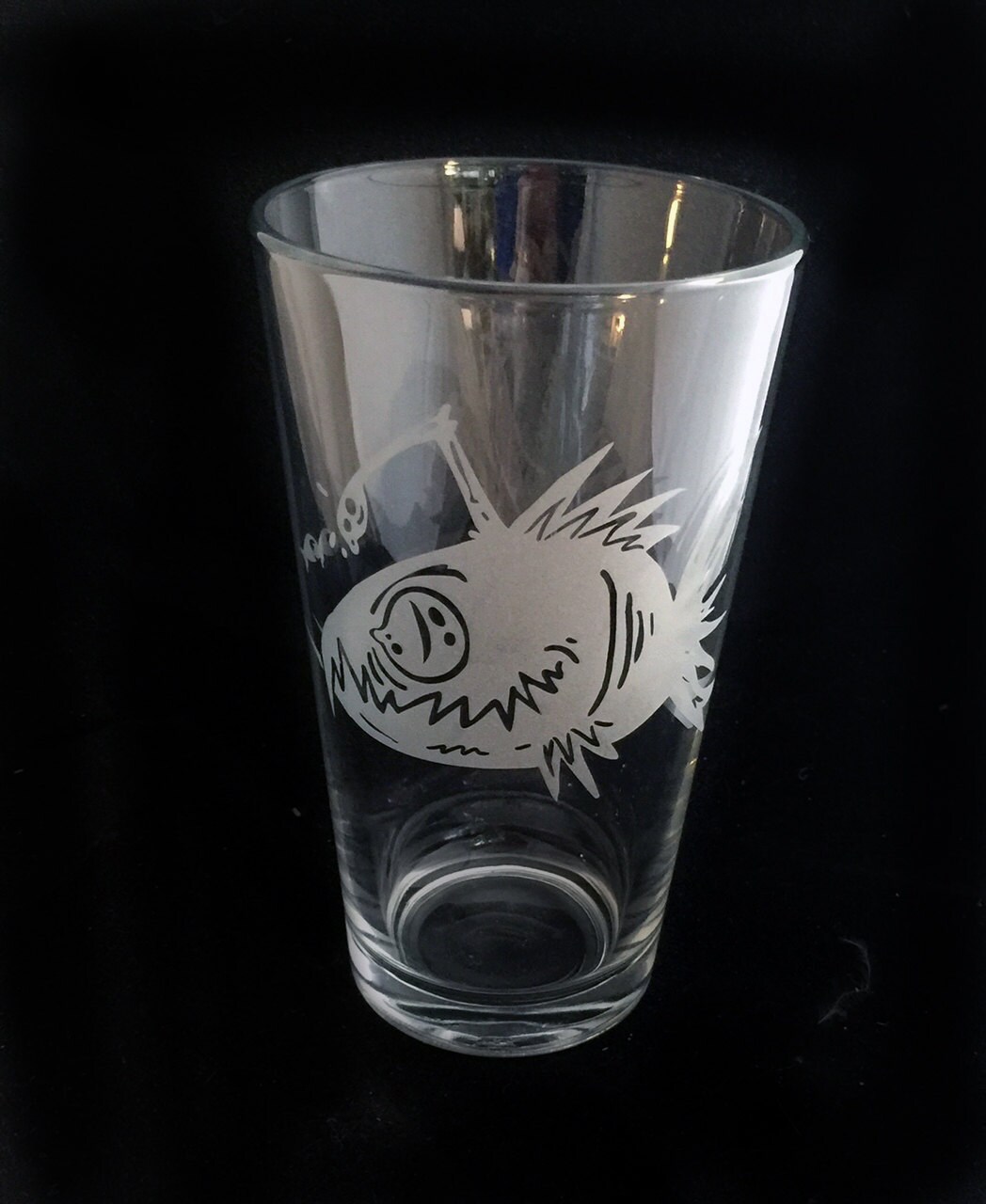 Angler Fish Custom Etched Pint Glass Beer Deep Sea