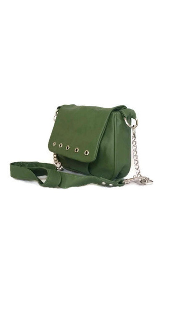 forest green leather bag