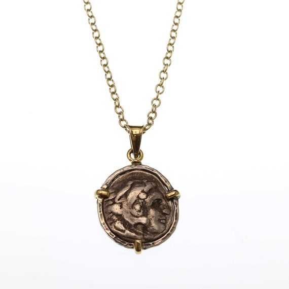 ancient coin necklace 18 karat gold pendant by EREZancientcoins