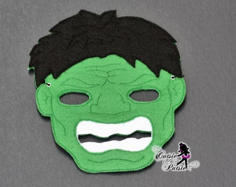 Hulk Halloween Mask - Super Hero Mask- Childrens Halloween Mask - Green Super Hero - Birthday Party Favor - Felt Mask