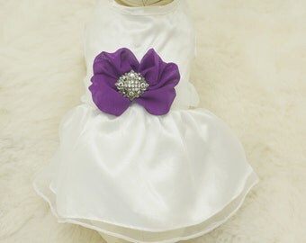 Purple Dog Dress, Pet wedding accessory,dog clothing, Rhinestone, dog lovers, dog birthday gift, Purple wedding, purple dog wedding dress