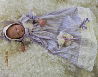 Vintage look gown dress set for 13-15 inch preemie reborn, art doll, silicone baby CLOTHING ONLY!