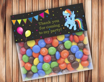 My Little Pony Favor Bag Toppers, Chalkboard Party My Little Pony Ziptop Topper, My Little Pony Treat Bag Topper - INSTANT Download - 001