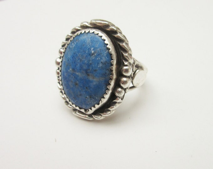 Blue Sodalite Gemstone Sterling Silver ring size 10 1/2