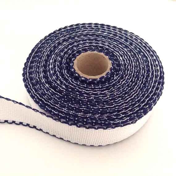 3 cm wide AIDA BAND 16 Count blue border. White Cross stitch