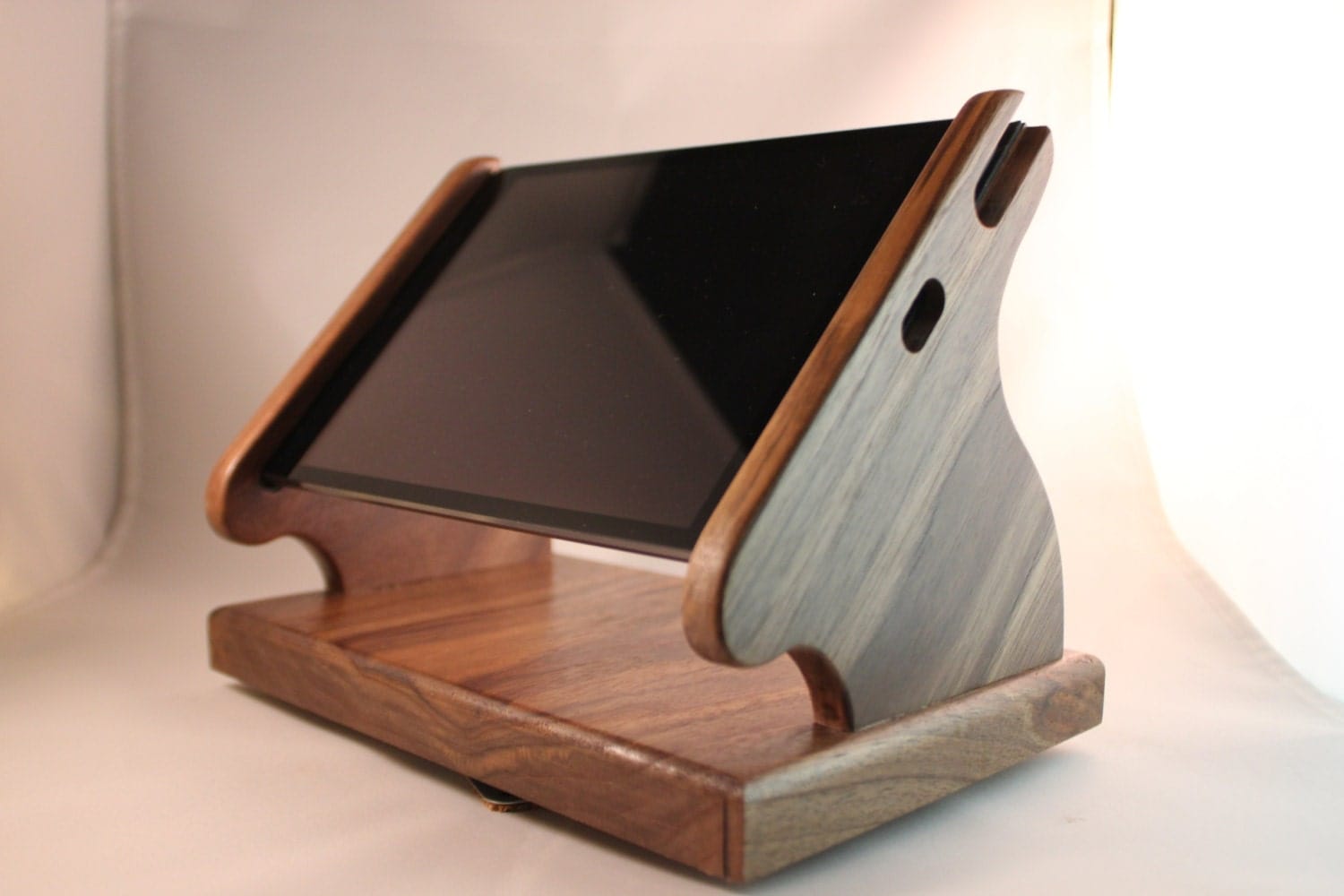 Black Walnut iPad Mini Stand with Swivel Base for Square and