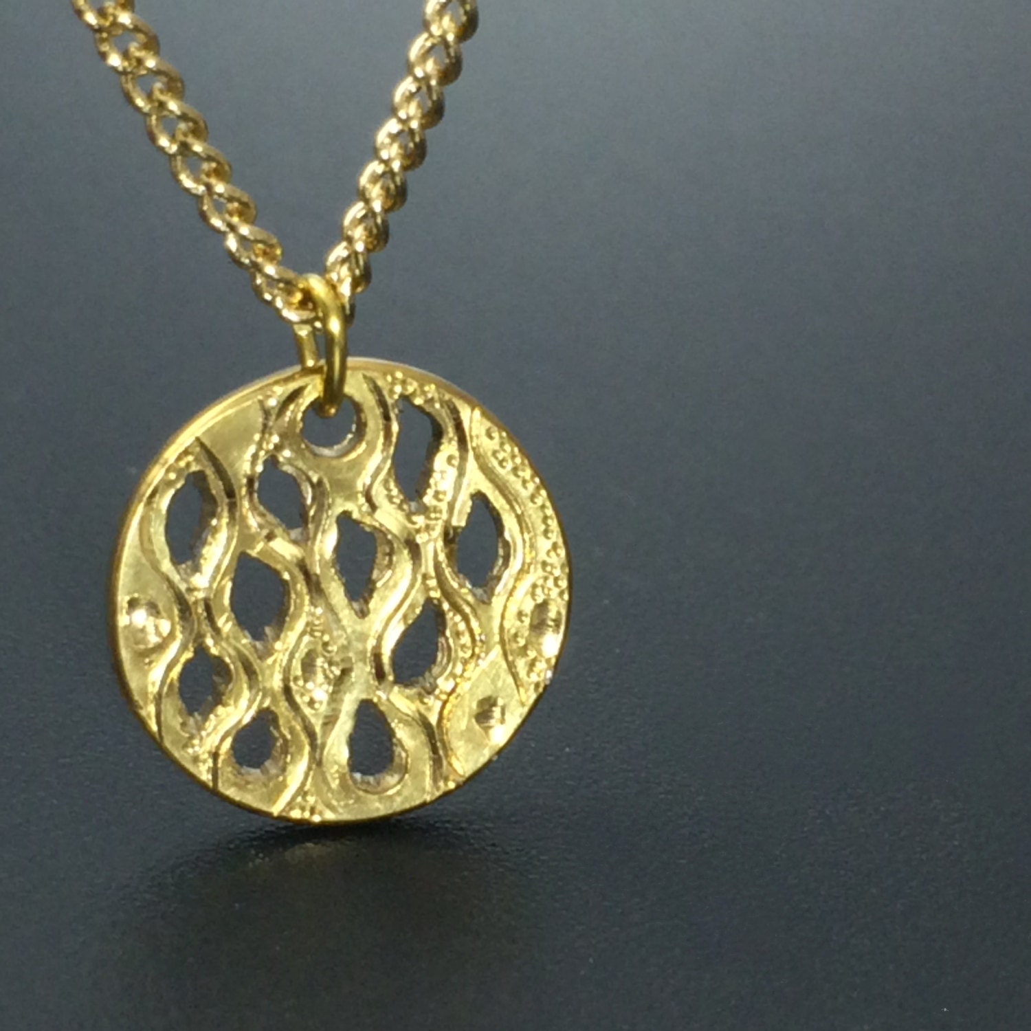 Small disc necklace Japanese jewelry Alternative pendant by youzan