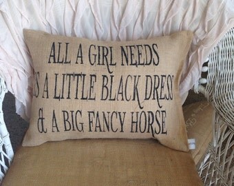 Horse lover pillow, horse decor, burlap pillow, horse pillow