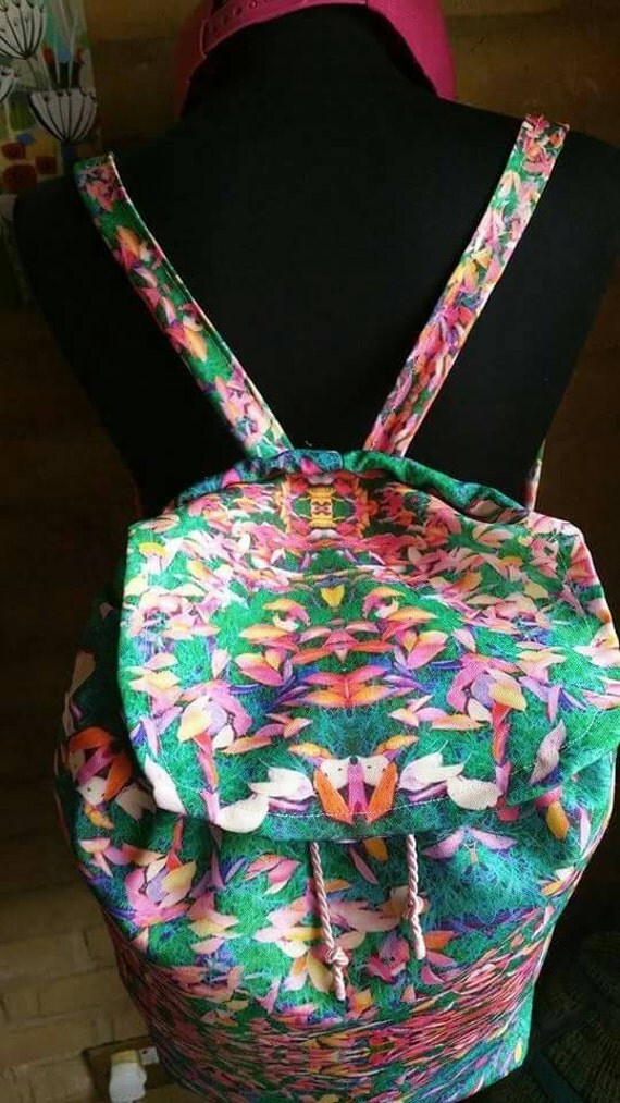 Backpack Autumn print Eco canvas 45 Recycled Size