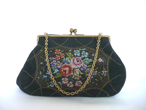 Antique petit point purse vintage evening purse