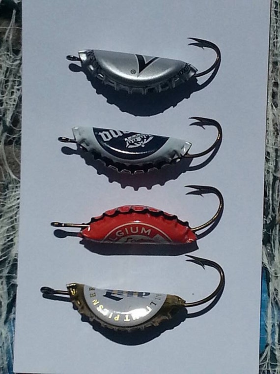 Beer bottle cap fishing hooks by niteraven13 on Etsy