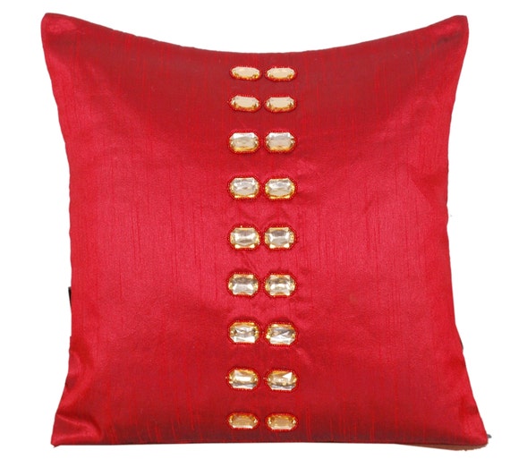 Crystal Throw Pillow Embellished Pillow Silk Pillow Cover