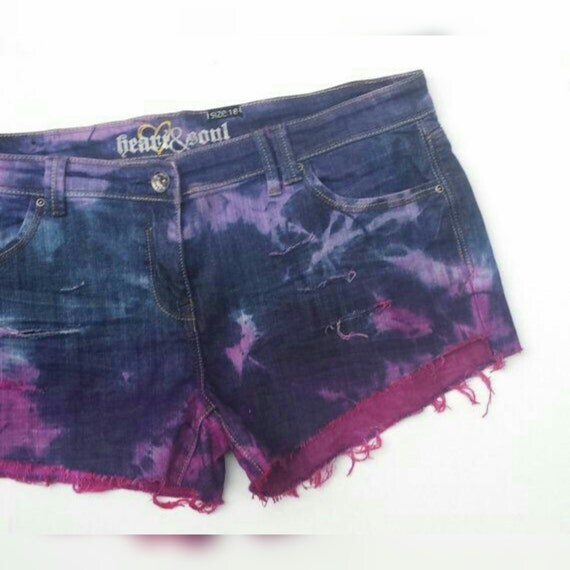 Custom Denim Shorts in Purple & Pink Cut Off Jean by AbiDashery