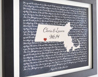 Any State, Option for Cotton Anniversary Gifts, him, her, Map Wall Art, 2nd anniverdary cotton gifts, husband, wife, cotton anniversary gift