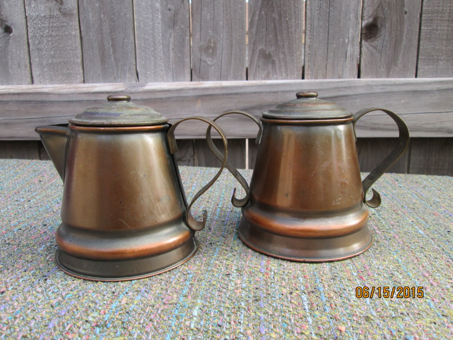 Copper Cream and Sugar Bowls by Gregorian Haute Juice