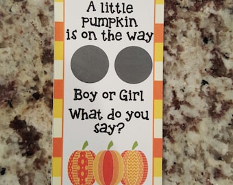 20 Halloween Pumpkin Gender Reveal Scratch Off Card Tickets