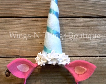 UNIKITTY HORN HEADBAND, light blue, teal, pink, toddler, girls, child, unicorn, teen, adult, birthday favor, Halloween, lego, costume
