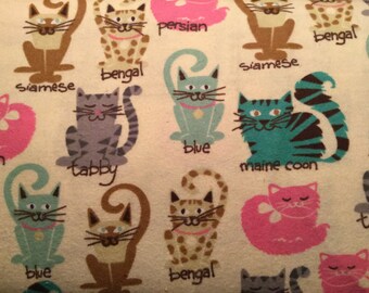 FLANNEL - Cat Fabric - Bengal Fabric - Tabby Fabric - Maine Coon Fabric - Persian Fabric - Blue Cat Fabric