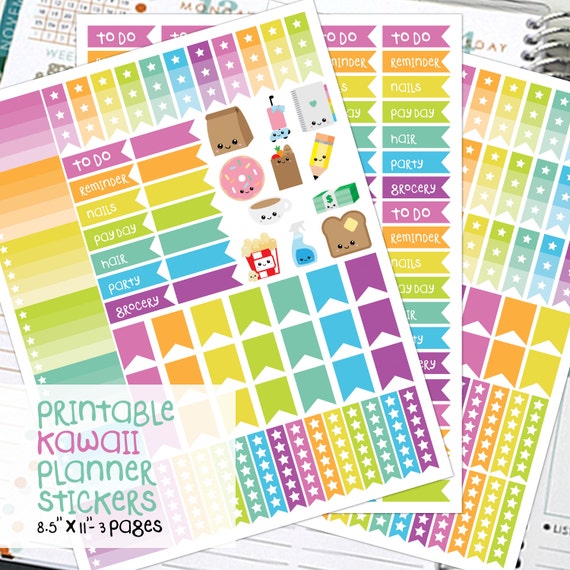 printable planner stickers kawaii planner planner