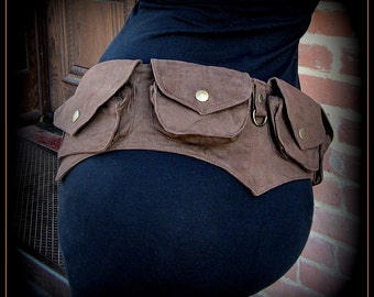 Festival pocket belt bag ~ vegan canvas utility belt w/ pockets ~ steampunk brass brown, black, purple, teal canvas ~ men or women ~ cosplay
