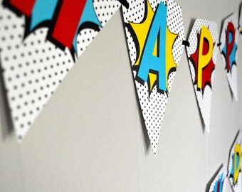 Retro Superhero Birthday Banner