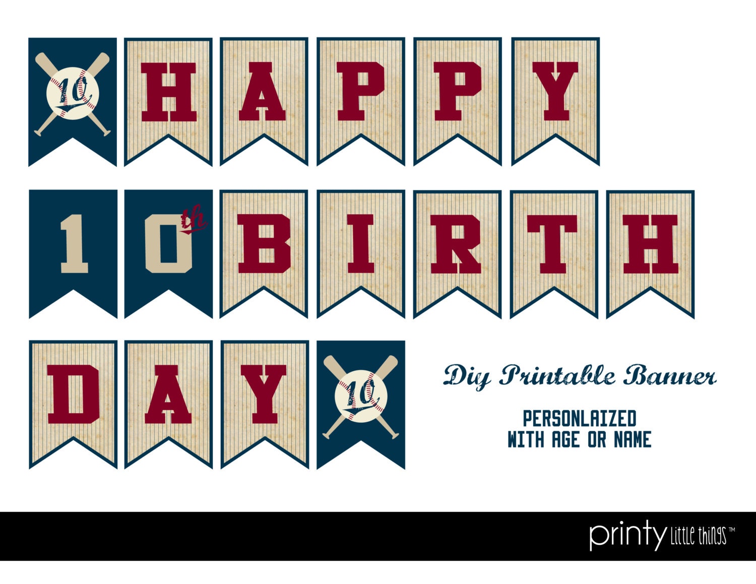 Vintage Baseball Birthday Banner Printable