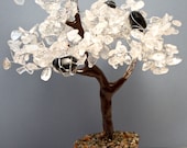 Clear Quartz Crystal Tree with Black Tourmaline 8 1/2 inches tall! Crystal Healing! Makes a great gift!