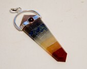 7 Chakra Double Terminated Crystal Pendant with Garnet in Pouch Necklace or Place on Keychain High Quality Item
