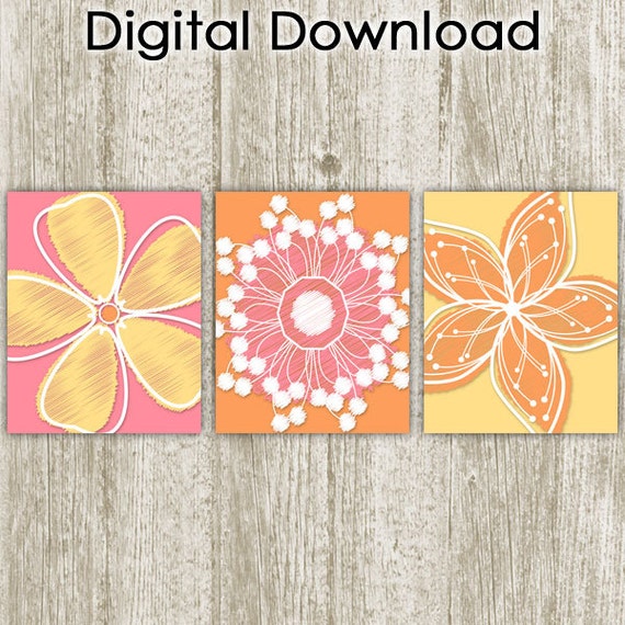 Floral Wall Art Flower Printable Nursery Floral Art Modern