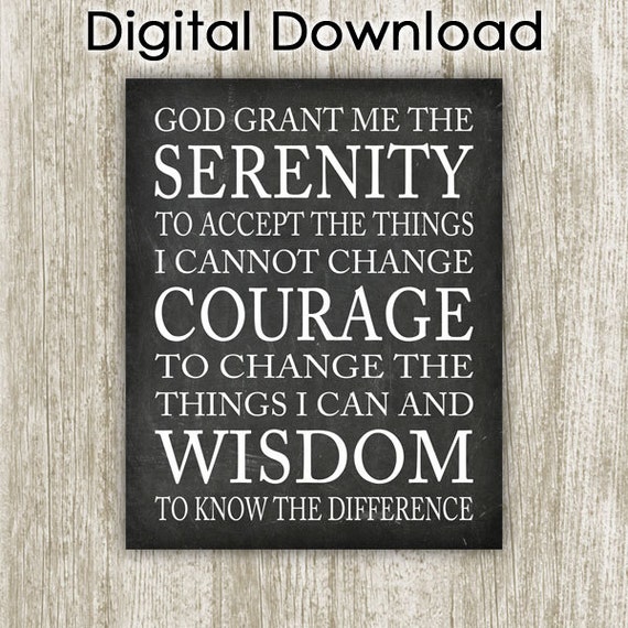 serenity prayer wall art printable chalkboard art spiritual