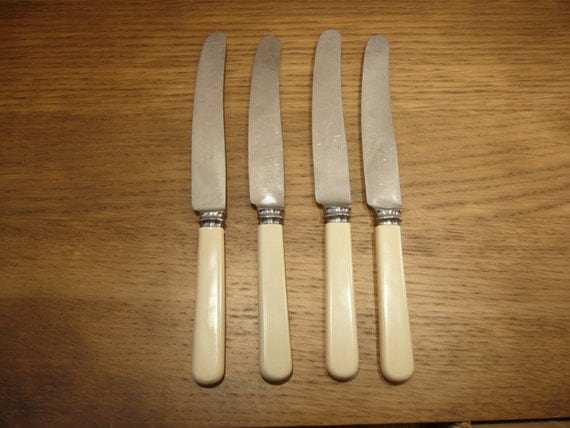 Vintage 1950s Set Of Four Butter Knives With Sheffield