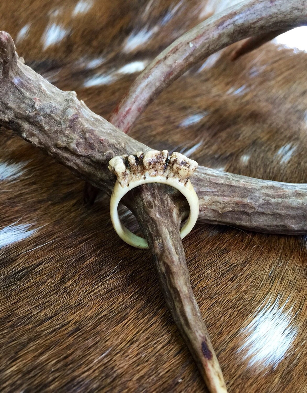 Whitetail deer antler ring size 11 by EverythingWild on Etsy