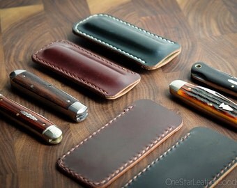 Pocket knife slip case in Horween shell cordovan fits GEC patterns #15, #83, #77 and others - burgundy #8