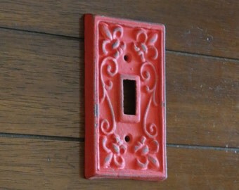 Light Switch Cover/Metal Switchplate/Switch Plate/Fleur de lis/Shabby Chic Home Decor/French Country Wall Decor/Apple Red or Pick Color