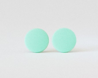 mint studs, matte mint green earrings, mint stud earrings, matte mint studs, green stud earrings, pastel green studs, mint post earrings