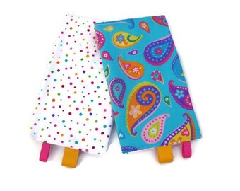 Reversible Drool Pads, Rainbow Paisley & Polka Dots