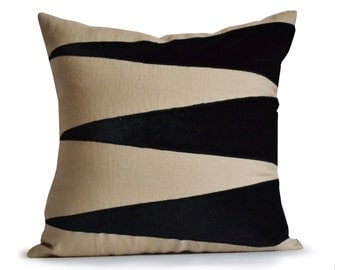 Black beaded Pillows Black Silk Pillows Black Metallic