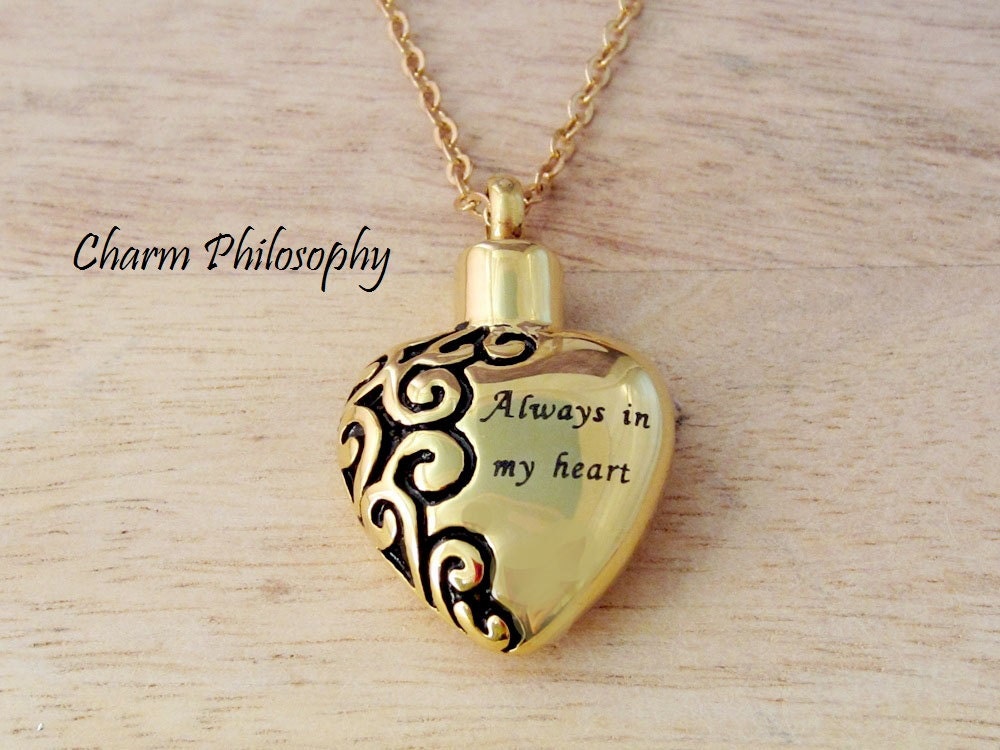 Gold Always in my heart Cremation Necklace