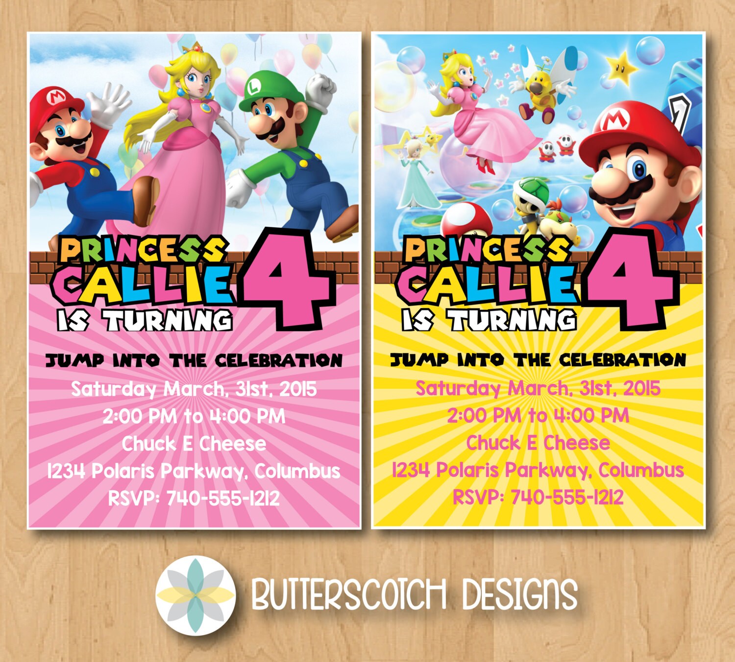 Super Mario Princess Peach Birthday Invitation Pick From 2