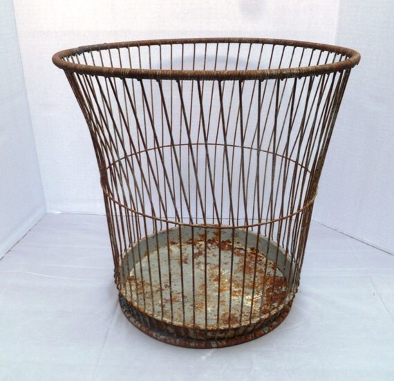 Antique Wire Waste Basket Massillon Ohio Industrial Decor