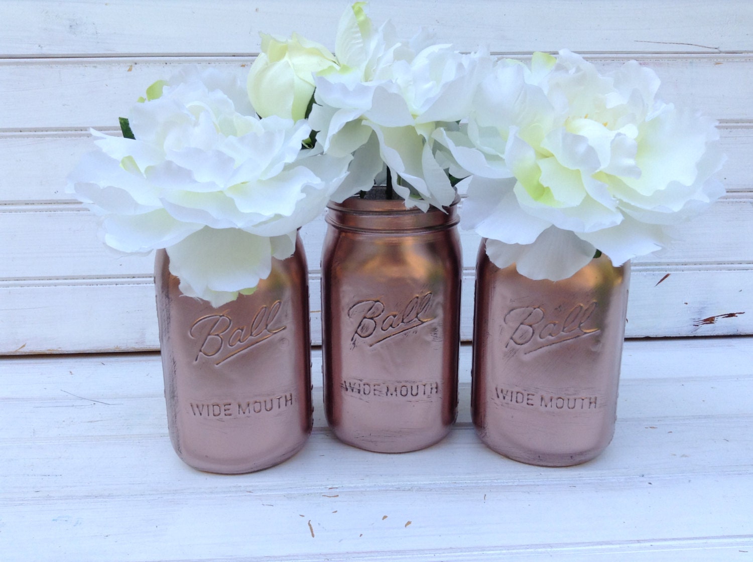 Rose Gold QUART Mason Jars Set of 3 metallic copper