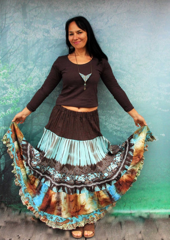 M-L Gypsy boho fantasy long and wide skirt