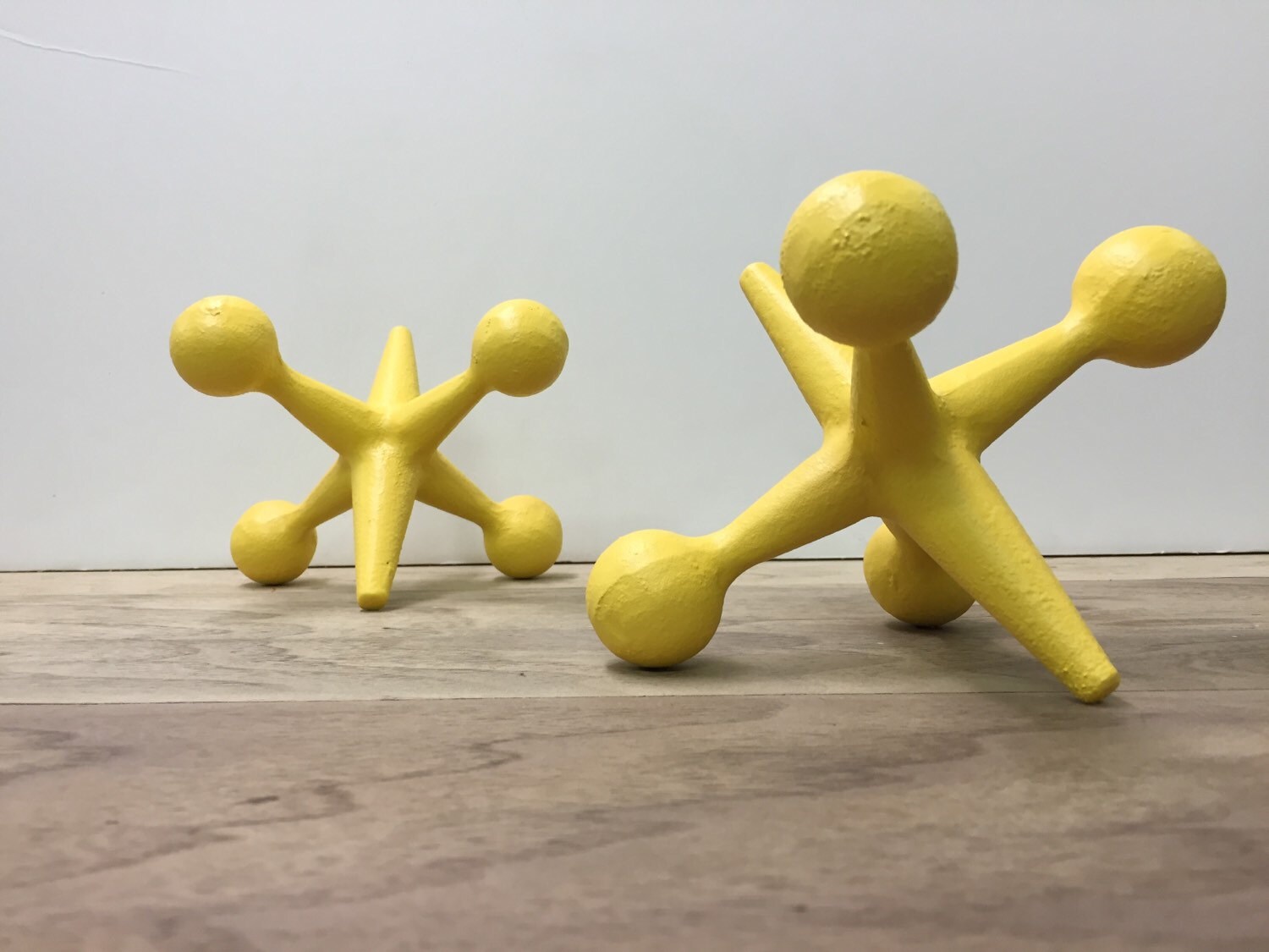 Retro Yellow Home Office Decor Large Cast Iron Jacks