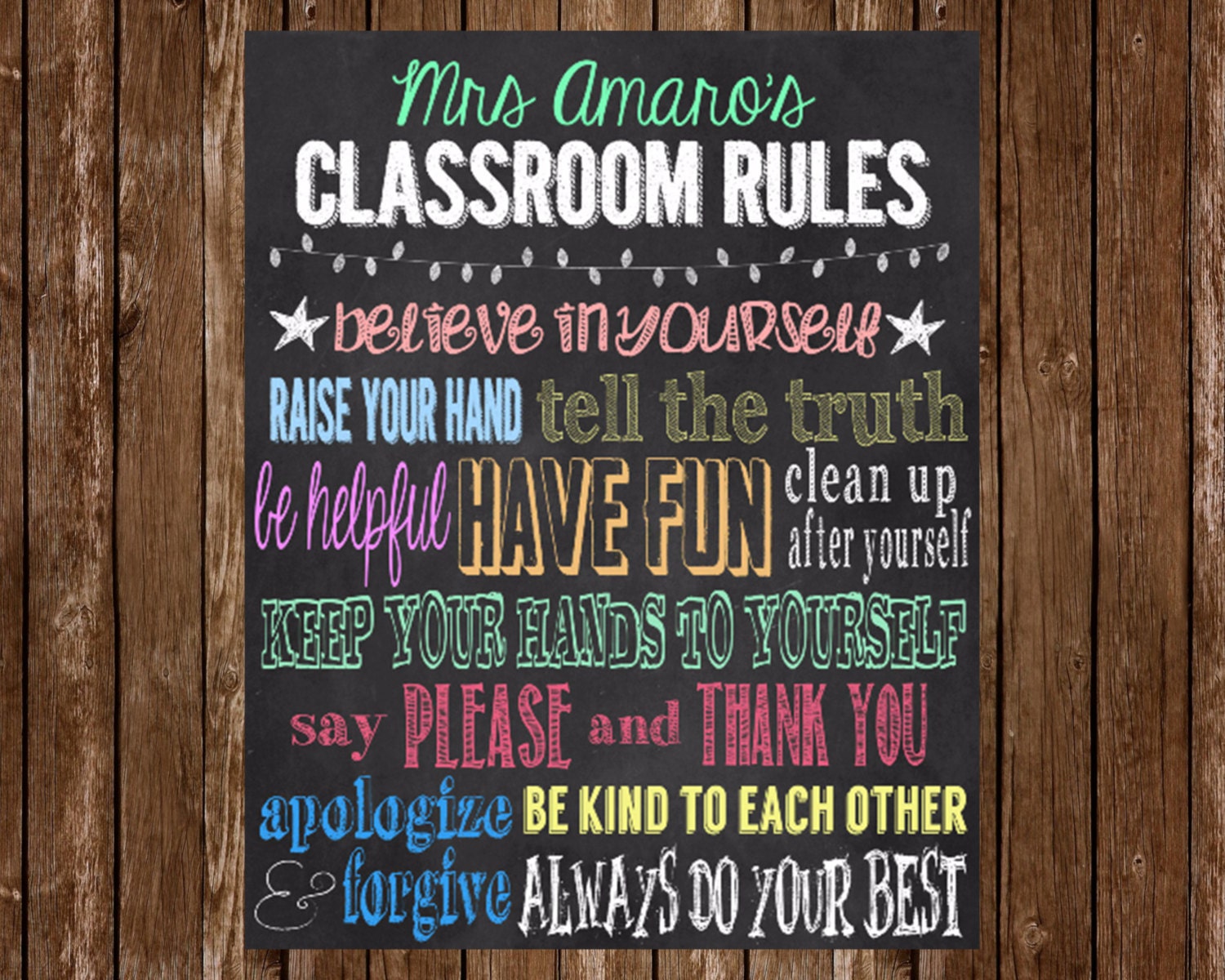 Customizable Classroom Rules Chalkboard by CandyKisses986 on Etsy