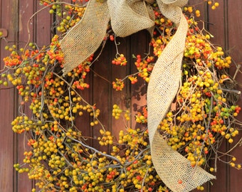 Fall Bittersweet Wreath, Bittersweet Wreath , Dried Flower Wreath , Bittersweet Vine , New Crop Bittersweet , Orange Bittersweet Wreath