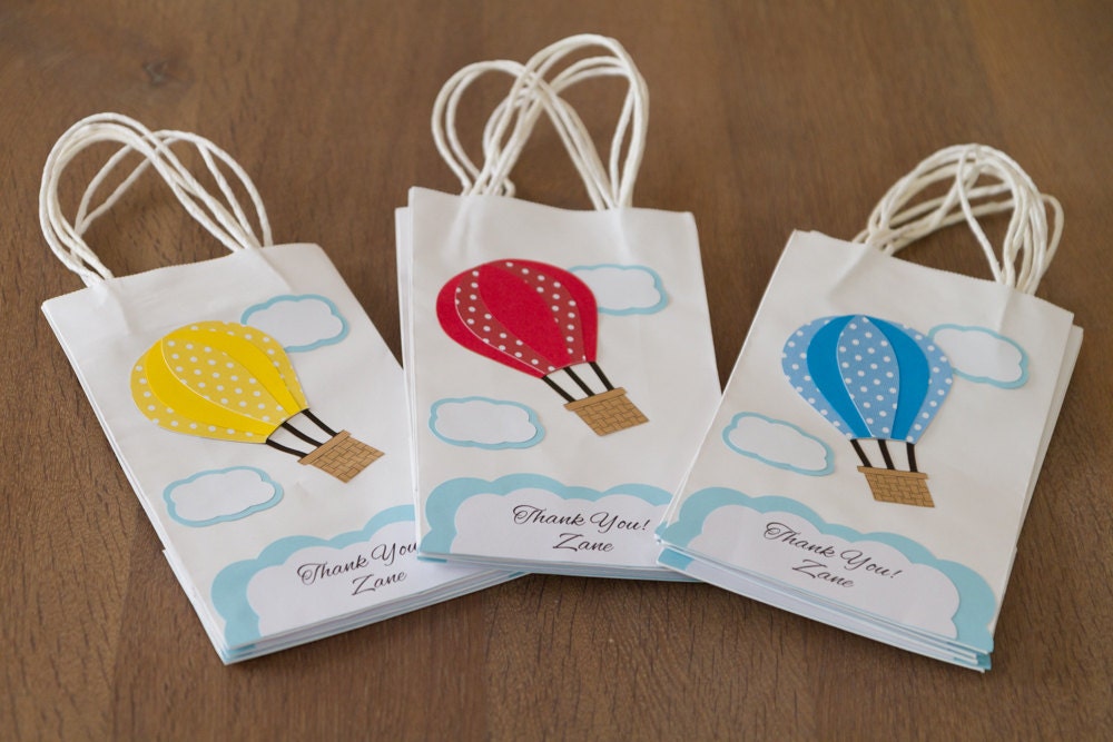 New Hot Air Balloon Favor Bags Set Of 12 Personalized