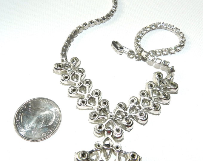 Vintage Antique Crystal Fashion Necklace, Collar Necklace Hollywood Regency, High End, Bridal Fashion, Gatsby Style