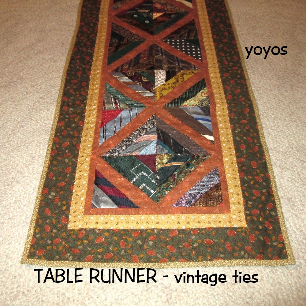 TABLE RUNNER Vintage Men's Ties Rich Browns Home by CountryYoYos