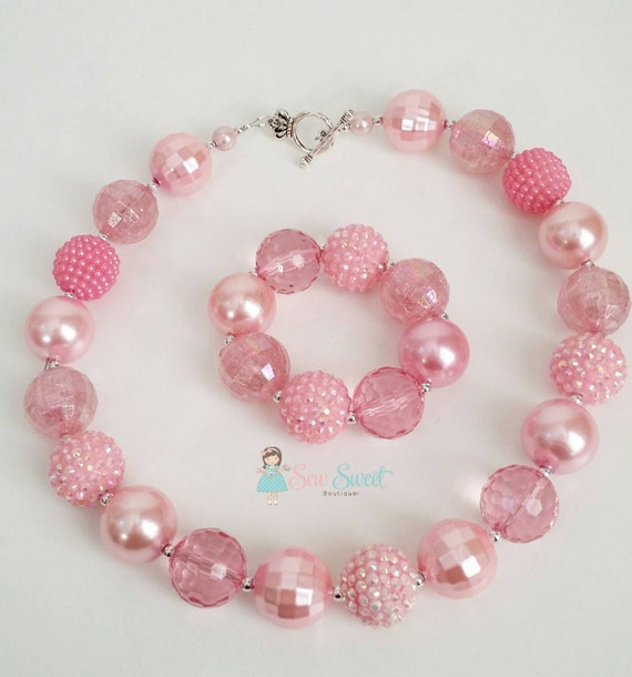 Items Similar To Pink Bubblegum Necklace Set Chunky Bubblegum Necklace