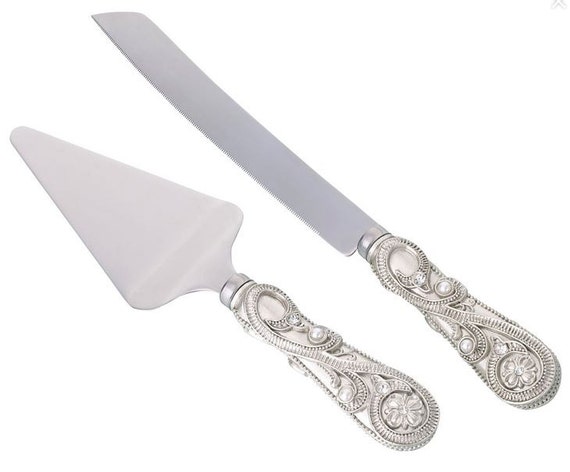  Vintage  Jeweled Wedding  or Anniversary Cake  Knife  and Server